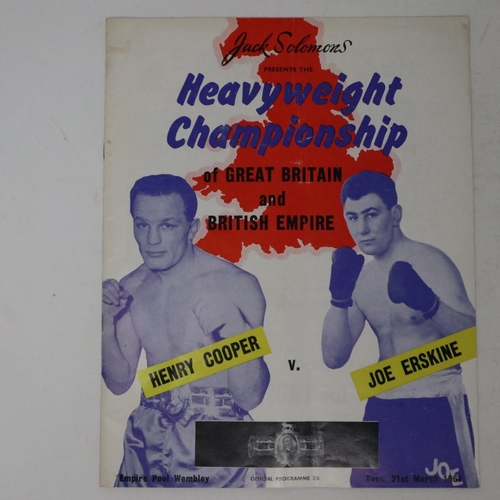 2009 - Henry Cooper V Joe Erskine, 1961 British heavyweight championship programme. UK P&P Group 1 (£16+VAT... 