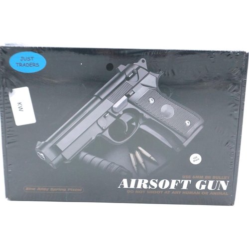 2014 - New old stock airsoft pistol, model V22 in black, boxed and factory sealed. UK P&P Group 1 (£16+VAT ... 