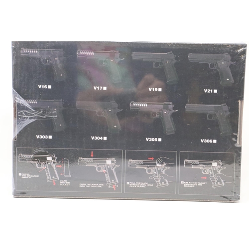 2015 - New old stock airsoft pistol, model V19 in silver, boxed and factory sealed. UK P&P Group 1 (£16+VAT... 