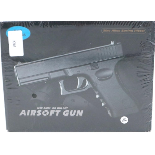 2018 - New old stock airsoft pistol, model V20 in brown, boxed and factory sealed. UK P&P Group 1 (£16+VAT ... 