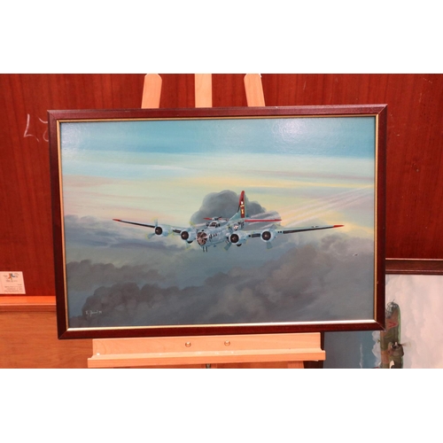 2104 - A contemporary oil on board, Nightstalker Lancaster. UK P&P Group 3 (£30+VAT for the first lot and £... 