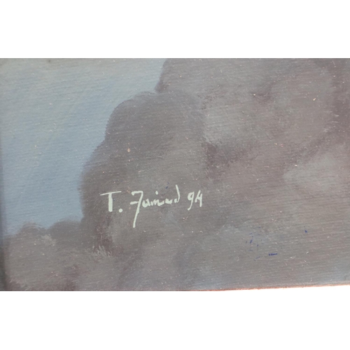 2104 - A contemporary oil on board, Nightstalker Lancaster. UK P&P Group 3 (£30+VAT for the first lot and £... 