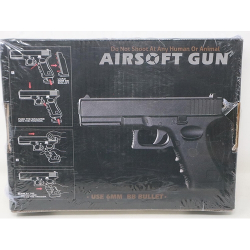 2018 - New old stock airsoft pistol, model V20 in brown, boxed and factory sealed. UK P&P Group 1 (£16+VAT ... 