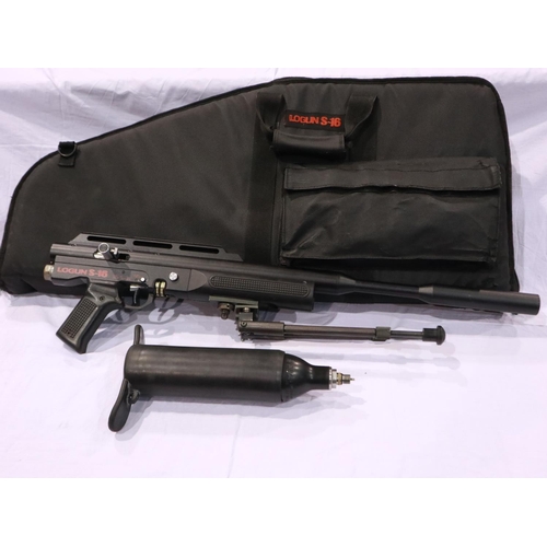 2020 - Logun S16 22 cal air rifle, with silencer, bipod and pellets, instructions, seal kit (believed compl... 