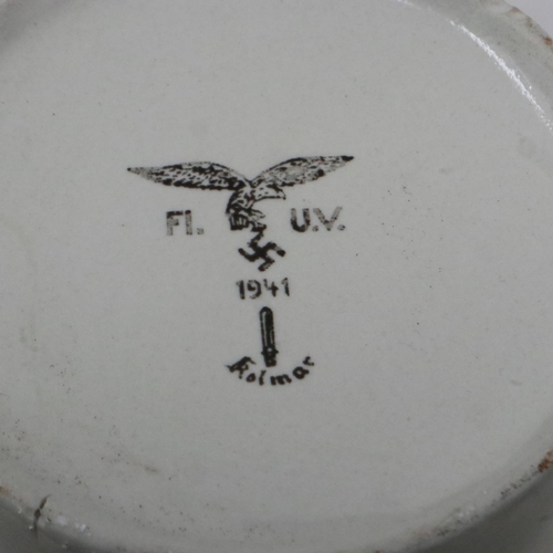 2040 - 1941 dated Luftwaffe ceramic canteen mug. UK P&P Group 1 (£16+VAT for the first lot and £2+VAT for s... 