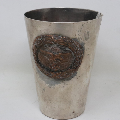 2042 - WW2 German Luftwaffe officers mess silver plated beaker. UK P&P Group 1 (£16+VAT for the first lot a... 