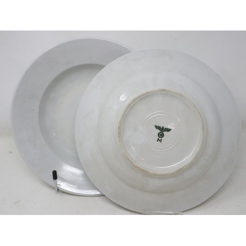 2045 - A pair of WWII period Kriegsmarine issue ceramic canteen bowls, each stamped to under-side. UK P&P G... 