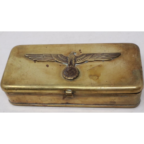 2050 - WWII German Kriegsmarine sailors brass Ditty tin. UK P&P Group 1 (£16+VAT for the first lot and £2+V... 