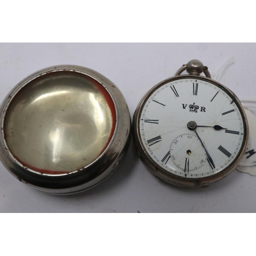 2061 - Boer War period military pocket watch in protective case. The glass and second hand are missing, no ... 