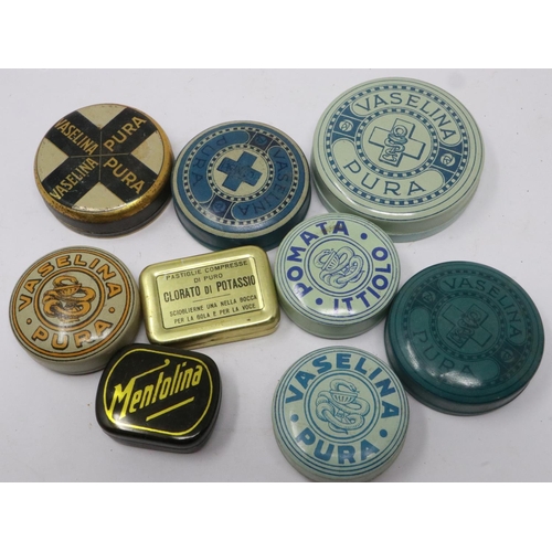 2075 - Nine WWI Italian anti frost bite Vaseline tins. Also used during the Austro-Hungarian War. UK P&P Gr... 