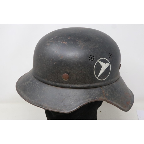 2086 - WWII German Luftshutz (Air Raid Police) helmet form the Messerschmitt Aircraft Factory. UK P&P Group... 