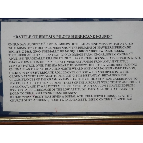 2092 - Battle of Britain Hurricane fragments, recovered from an aircraft which crashed near Langford Bridge... 