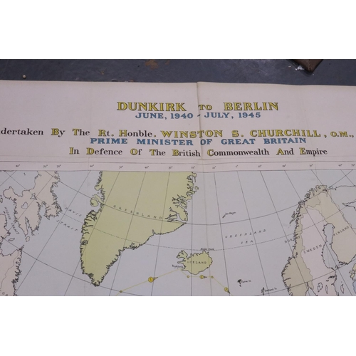 2096 - DUNKIRK TO BERLIN: a map of the journeys undertaken by the Rt Hon Winston S Churchill MP, June 1940 ... 