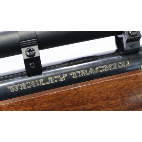 2001 - Webley Tracker .22 cal air rifle, with scope, silencer and extending bipod. UK P&P Group 3 (£30+VAT ... 