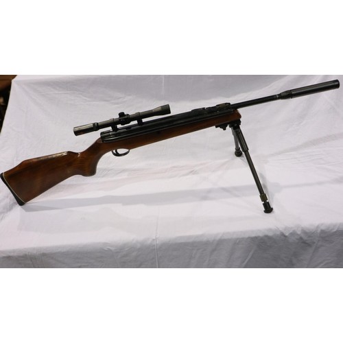 2001 - Webley Tracker .22 cal air rifle, with scope, silencer and extending bipod. UK P&P Group 3 (£30+VAT ... 