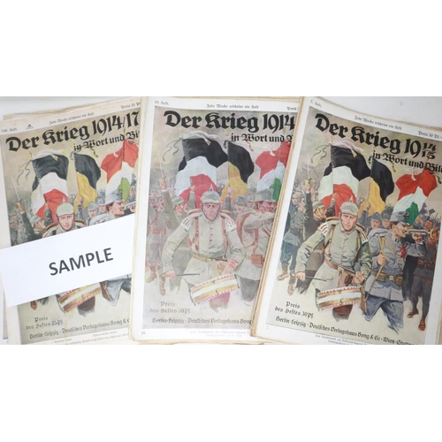 2101 - 188 copies of the German WWI magazine Der Krieg, issues covering 1914-1918, in wooden box they were ... 