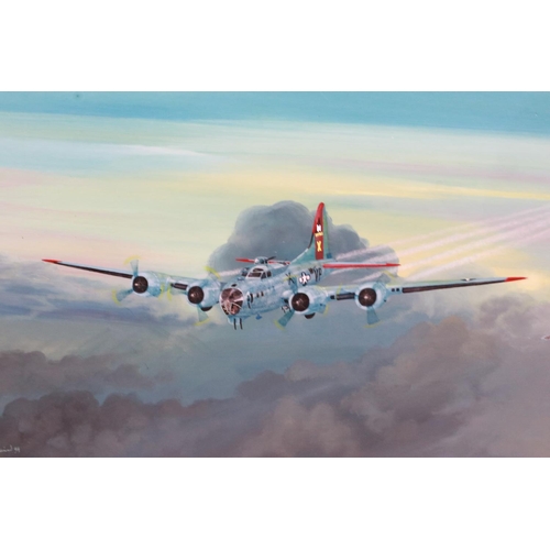 2104 - A contemporary oil on board, Nightstalker Lancaster. UK P&P Group 3 (£30+VAT for the first lot and £... 