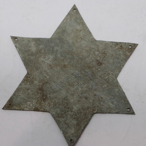 2107 - Third Reich period Jewish Ghetto Police badge, crudely made from tin and would have been sewn onto a... 