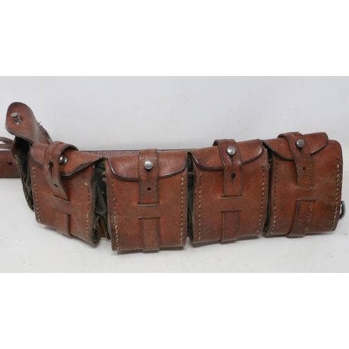 2108 - Swedish WWI brown leather bandolier. UK P&P Group 2 (£20+VAT for the first lot and £4+VAT for subseq... 