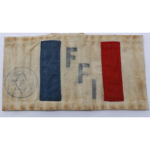 2112 - WWII Free French of the Interior (Resistance) official issued armband. These were worn after Liberat... 