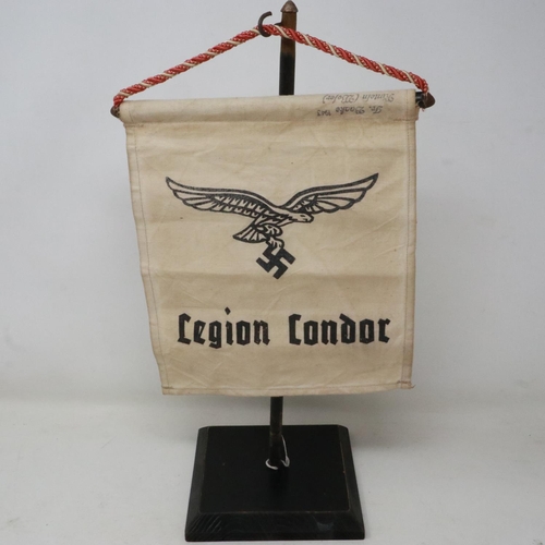 2128 - Third Reich German Condor Legion memorial desk-top banner on stand. UK P&P Group 1 (£16+VAT for the ... 