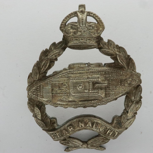 2161 - 1924 issue Royal Tank Regiment cap badge. In 1924 the cap badge changed to this design, the badge wa... 