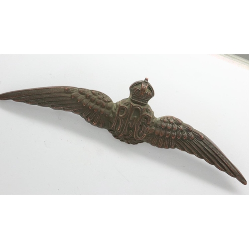 2165 - WWI Royal Flying Corps officers bronze pilots wings. UK P&P Group 1 (£16+VAT for the first lot and £... 