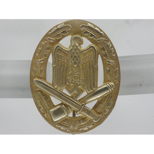 2169 - Third Reich General Assault badge, solid back type marked with the LDO number 20 for CF Zimmermann, ... 