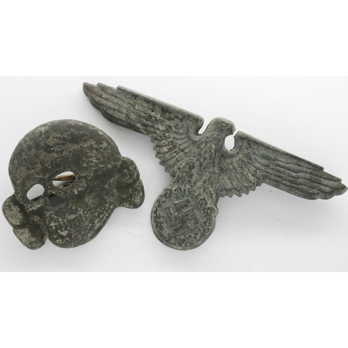 2175 - Semi-relic Waffen SS cap Skull & Eagle found near Falaise, Normandy France. UK P&P Group 1 (£16+VAT ... 