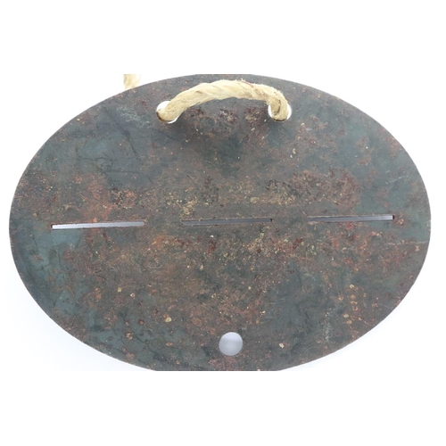 2195 - WWII German Waffen SS dog tag with replacement string. UK P&P Group 1 (£16+VAT for the first lot and... 