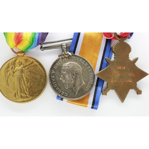 2198 - WWI medal group (pair and 1914-15 star), named to 12338 Lance Corporal / Private J.S. Bowen, South W... 