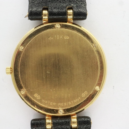 86 - CORUM ROMULUS: 18ct gold cased wristwatch with diamond set bezel on a black leather strap, not worki... 