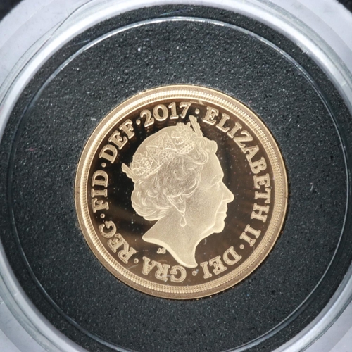 137 - 2017 gold proof quarter sovereign, Royal Mint, boxed with CoA. UK P&P Group 1 (£16+VAT for the first... 