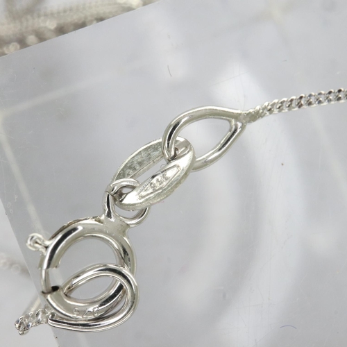 12 - 9ct white gold neck chain, with unmarked sapphire set pendant, chain L: 44 cm, 1.8g. UK P&P Group 0 ... 