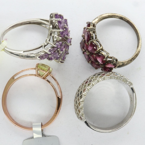 40 - Four modern 925 silver stone set rings, mixed sizes. UK P&P Group 0 (£6+VAT for the first lot and £1... 