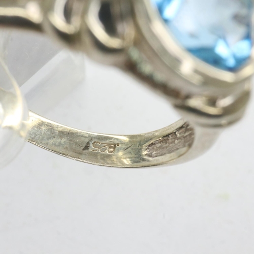 44 - 925 silver ring set with topaz, size P. UK P&P Group 0 (£6+VAT for the first lot and £1+VAT for subs... 