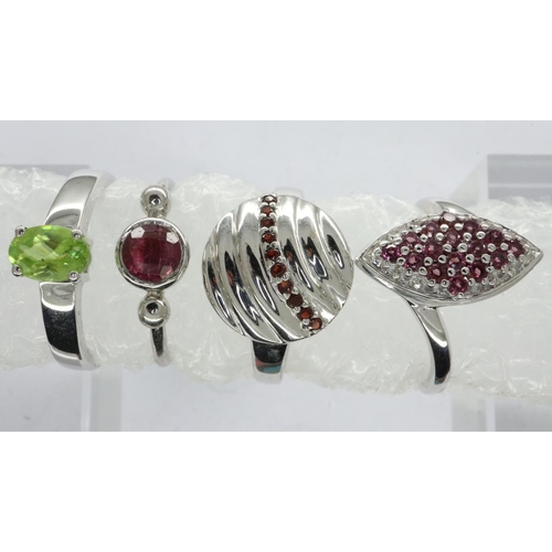 45 - Four TGGC 925 silver stone set rings, mixed sizes. UK P&P Group 0 (£6+VAT for the first lot and £1+V... 