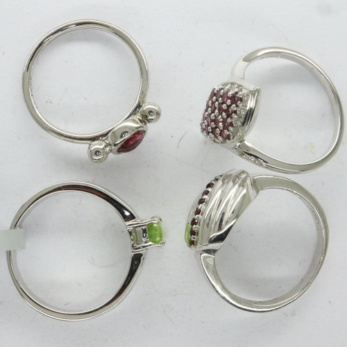 45 - Four TGGC 925 silver stone set rings, mixed sizes. UK P&P Group 0 (£6+VAT for the first lot and £1+V... 