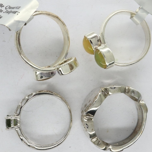 50 - Four 925 silver rings, mostly stone set, mixed sizes. UK P&P Group 0 (£6+VAT for the first lot and £... 