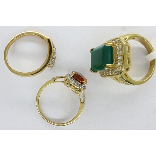 51 - Three gilt 925 silver stone set rings, mixed sizes. UK P&P Group 0 (£6+VAT for the first lot and £1+... 