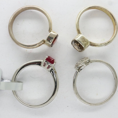 65 - Four Gemporia and TGGC 925 silver stone set rings, mixed sizes. UK P&P Group 0 (£6+VAT for the first... 