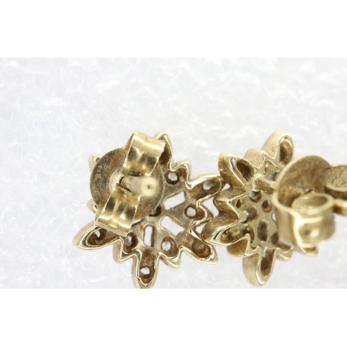 72 - Pair of 9ct gold diamond set flower design earrings, L: 15 mm, combined 2.1g. UK P&P Group 0 (£6+VAT... 