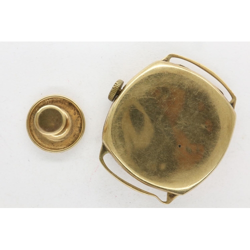 87 - Yellow metal cased wristwatch head (presumed gold), not working at lotting, and a 9ct gold stud, com... 