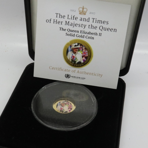 111 - 2017 9ct gold gold crown, Heirloom Coin Collections, limited edition of 4999, boxed with CoA. UK P&P... 