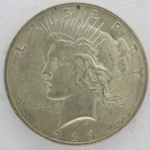 120 - 1923 American silver peace dollar, nUNC. UK P&P Group 0 (£6+VAT for the first lot and £1+VAT for sub... 