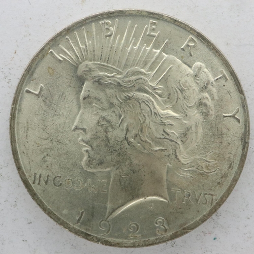 135 - 1923 American silver peace dollar, nUNC. UK P&P Group 0 (£6+VAT for the first lot and £1+VAT for sub... 