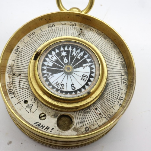 148 - Chadburn & Son Liverpool brass cased pocket aneroid barometer with integral compass and silvered dia... 