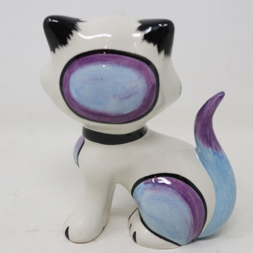 162 - Lorna Bailey cat, Queenie, no cracks or chips, H: 13 cm. UK P&P Group 1 (£16+VAT for the first lot a... 