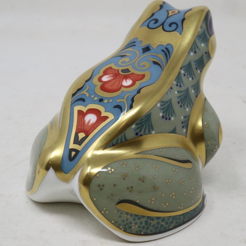 169 - Royal Crown Derby Fountain Frog paperweight with gold stopper, no cracks or chips, H: 60 mm. UK P&P ... 