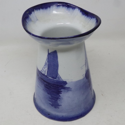 187 - Royal Doulton blue and white Ruysdael vase, signs of age throughout but no cracks or chips, H: 15 cm... 